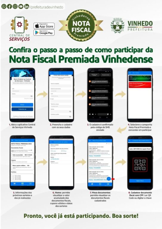 Como usar o app Nota Fiscal Premiada Vinhedense passo a passo